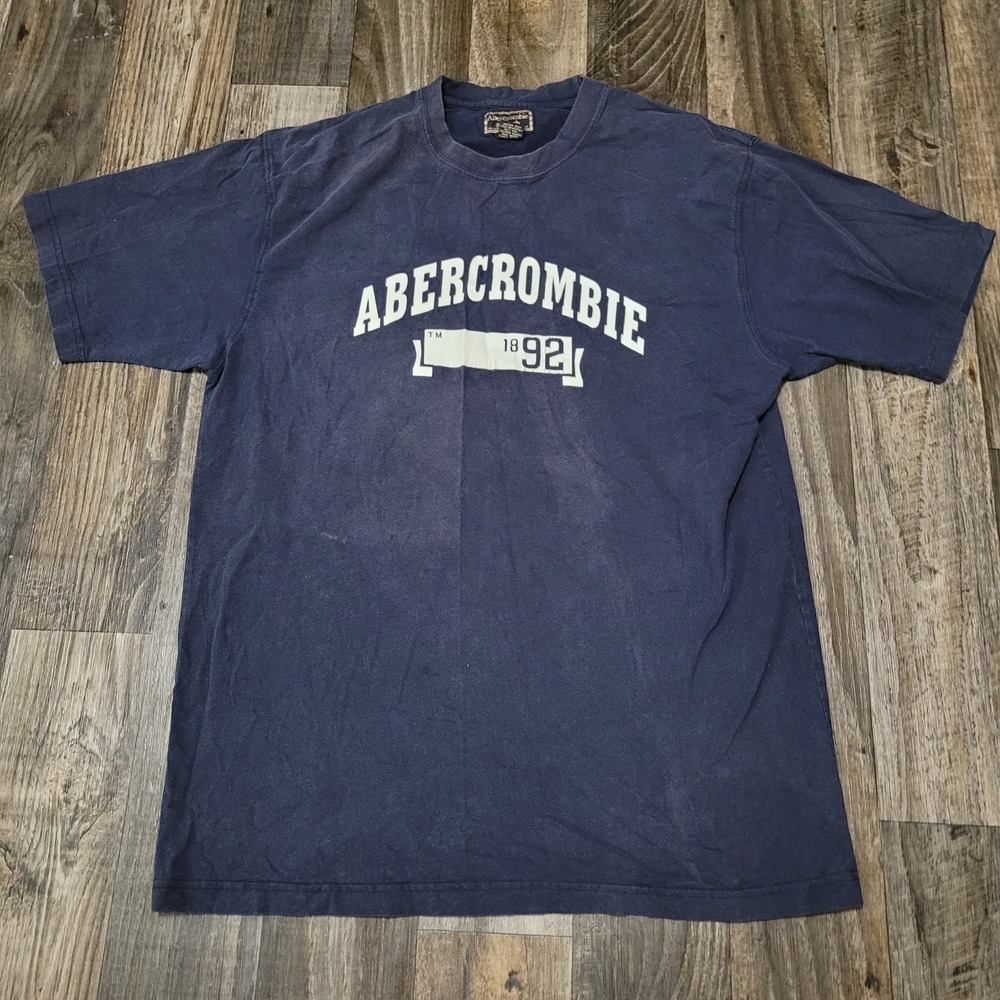 Abercrombie & Fitch Men's Blue Graphic Logo Faded Distressed Size XXL